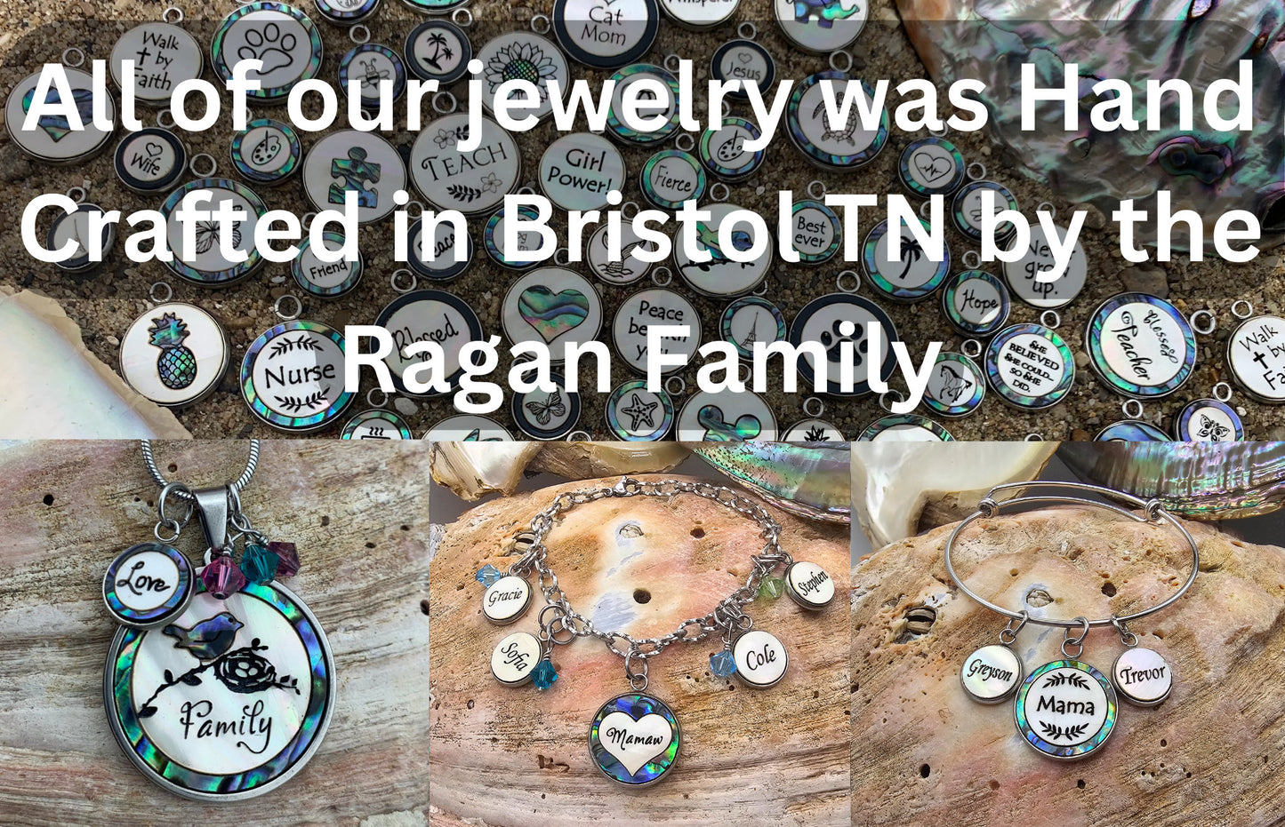 Grandma Bracelet - Custom Grandkid Name Grandma Bracelet - Mother of Pearl & Birthstone Charms - Perfect Gift for Grandmothers