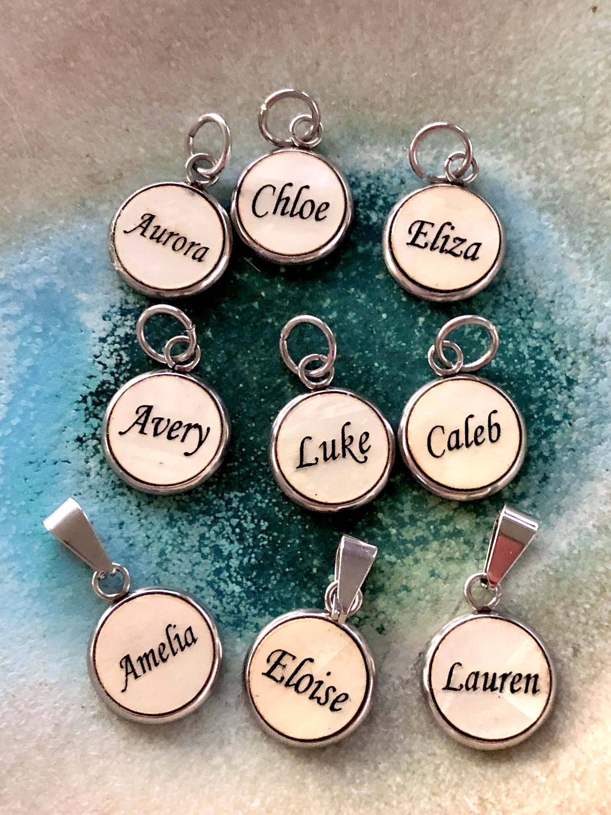 Custom Name Charm, Kid name, Grandkid name, Personalized necklace, Custom Charm Gift for Grandma, Gift for mom, New Mom Gift, 12mm charm